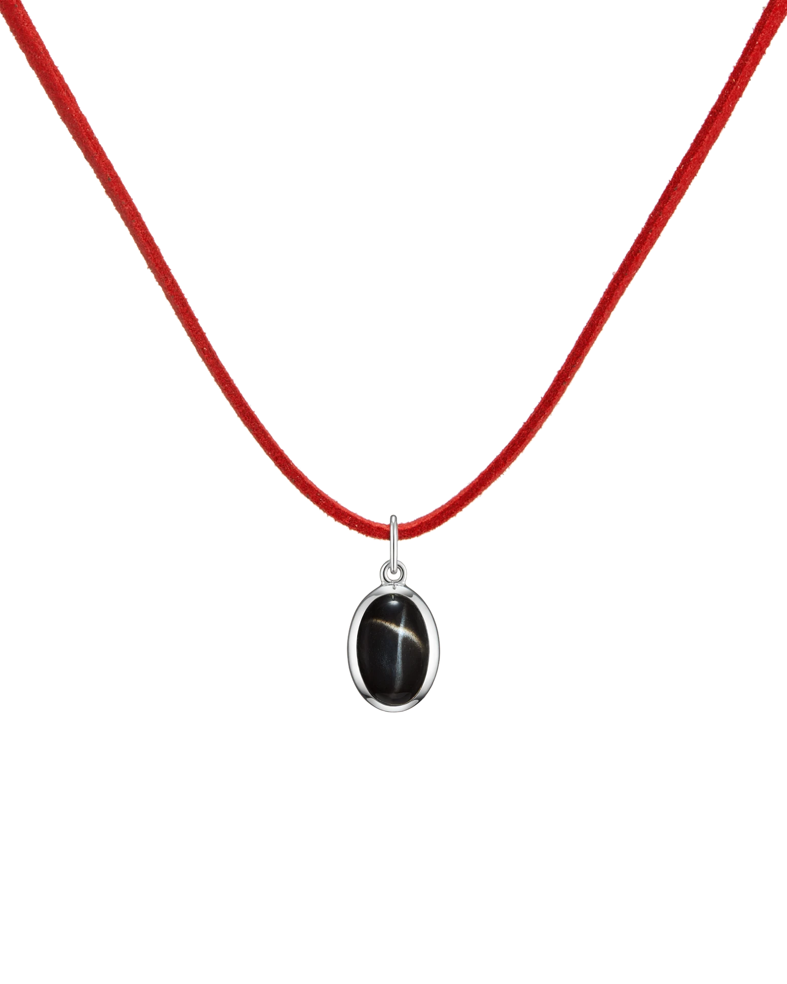подвеска omega c черным звездчатым диопсидом на красном замшевом шнурке