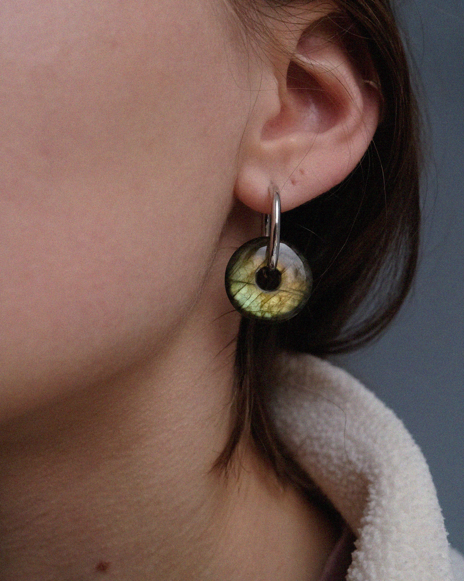 моносерьга bagel из лабрадорита (l)