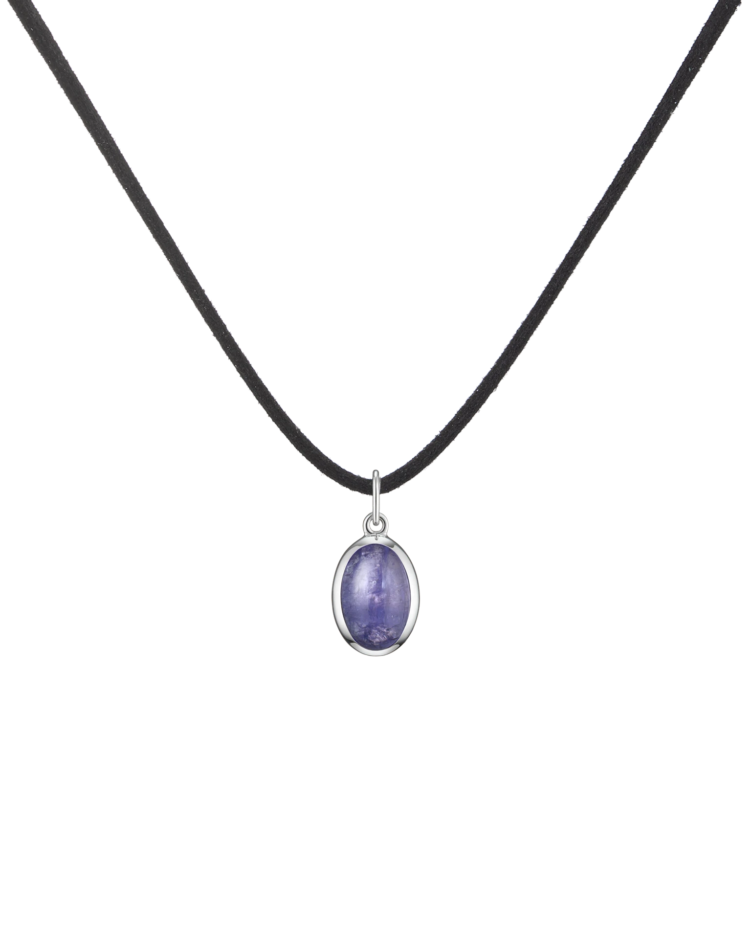 подвеска omega с танзанитом на черном замшевом шнурке