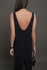 Платье макси с вырезом на спине, черный