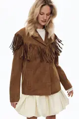 Жакет из замши c бахромой ((This is Texas)), кэмел Жакет из замши c бахромой ((This is Texas)), кэмел