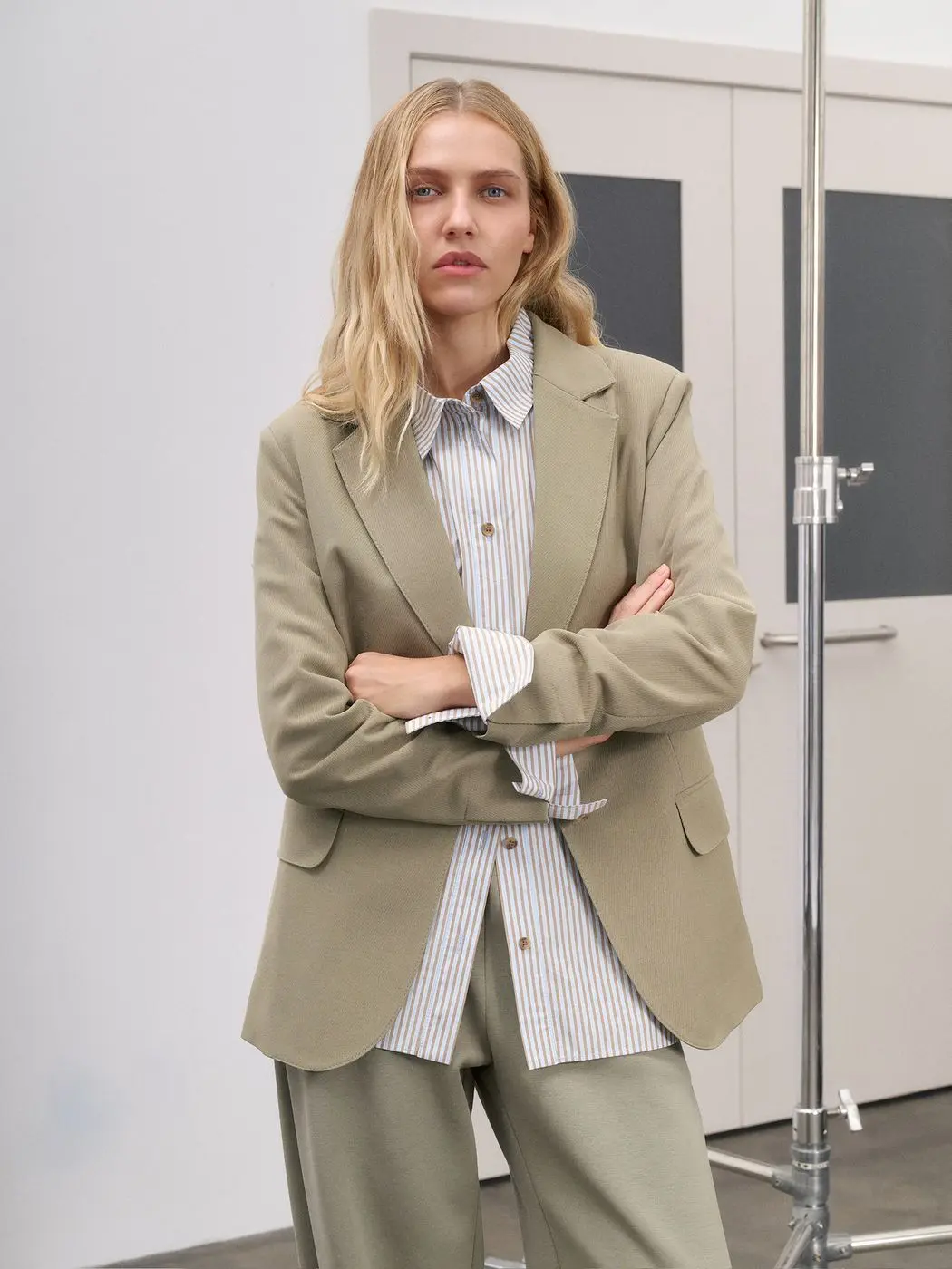 Рубашка в полоску классического кроя, голубой