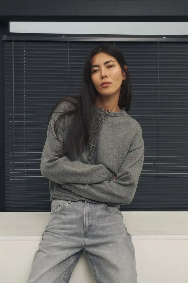 Кардиган укороченный, серый