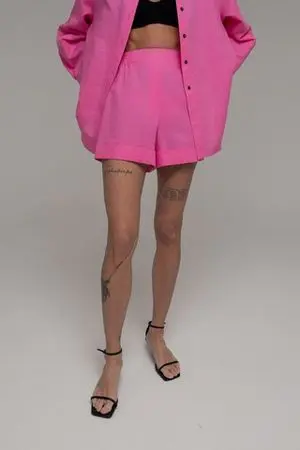 Костюм: рубашка+шорты, розовый