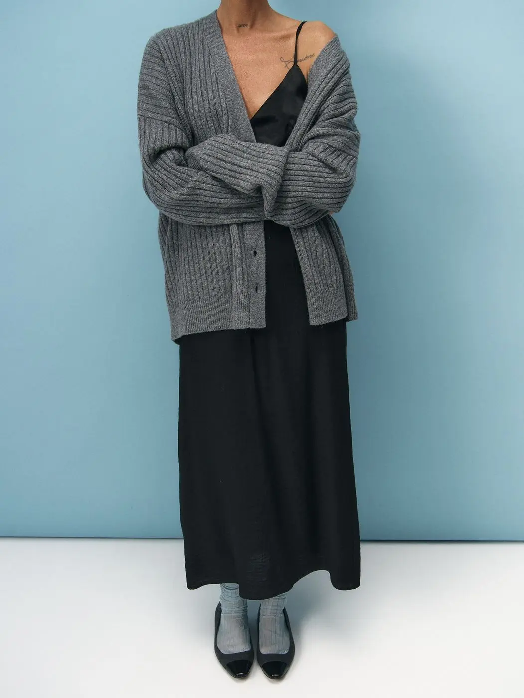 Комбинация с шелковым лифом, черный