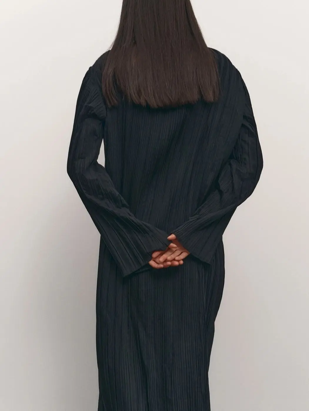Платье гофре макси, черный