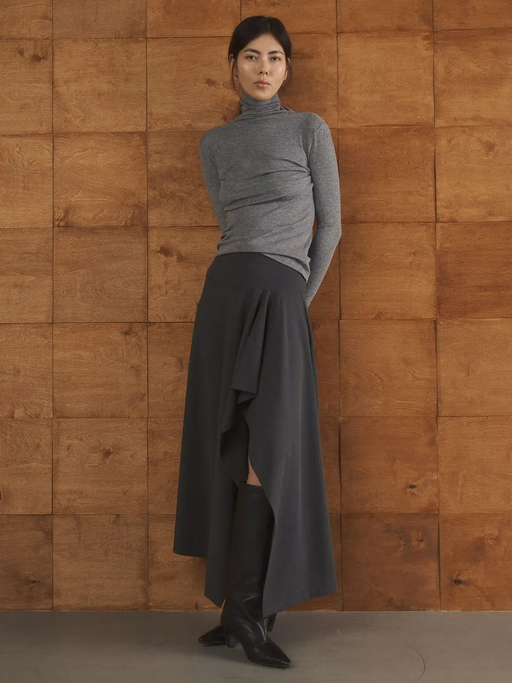 Водолазка с шерстью, серый меланж