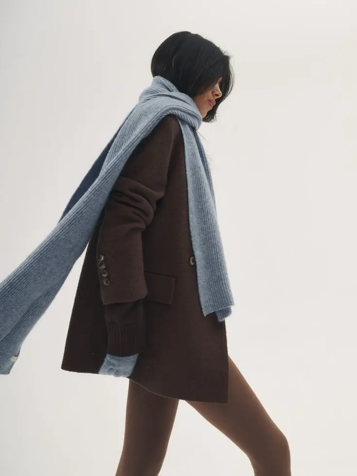 Пальто-пиджак из фактурной шерсти, шоколадный