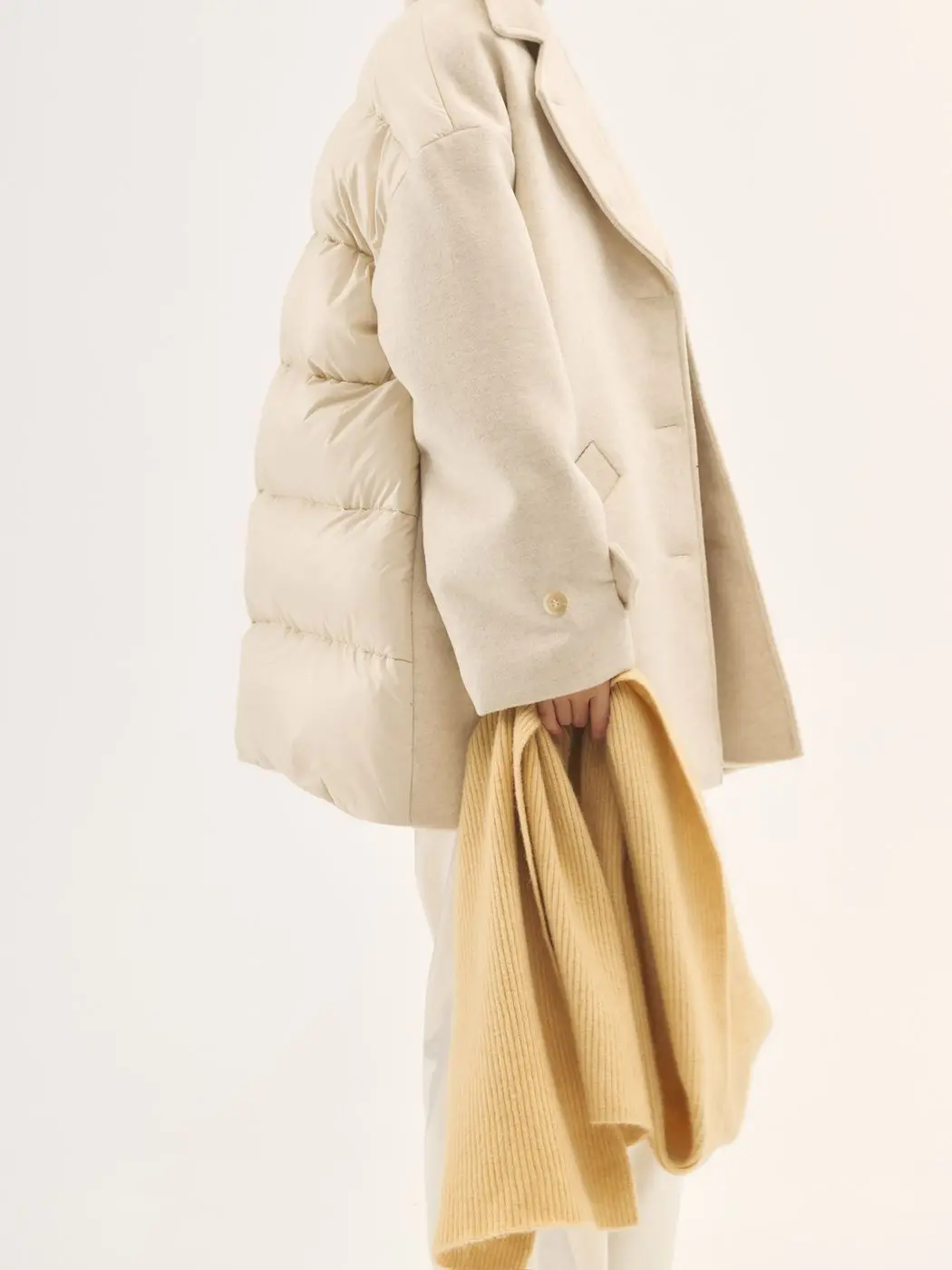 Куртка комбинированная утепленная, кремовый