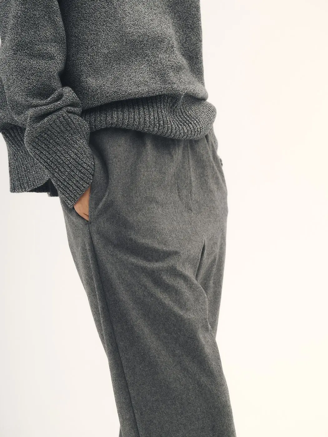 Брюки на резинке из шерсти, графитовый