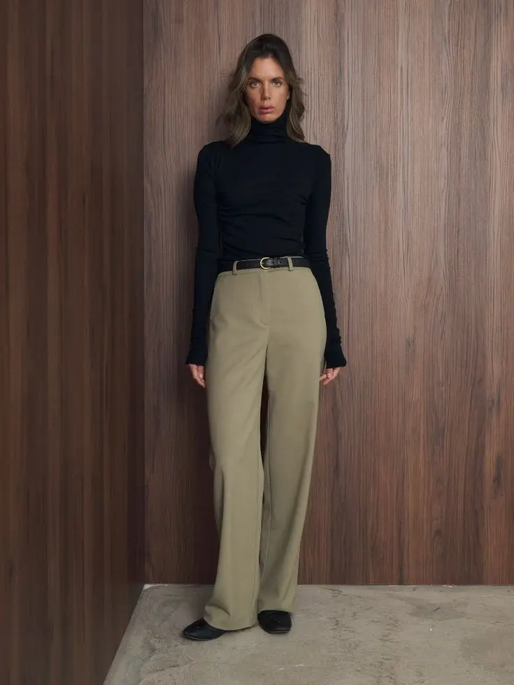 Брюки прямые, оливковый