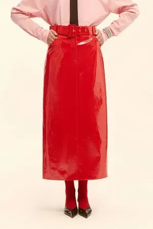 Юбка миди (Лаковый кусочек), красная