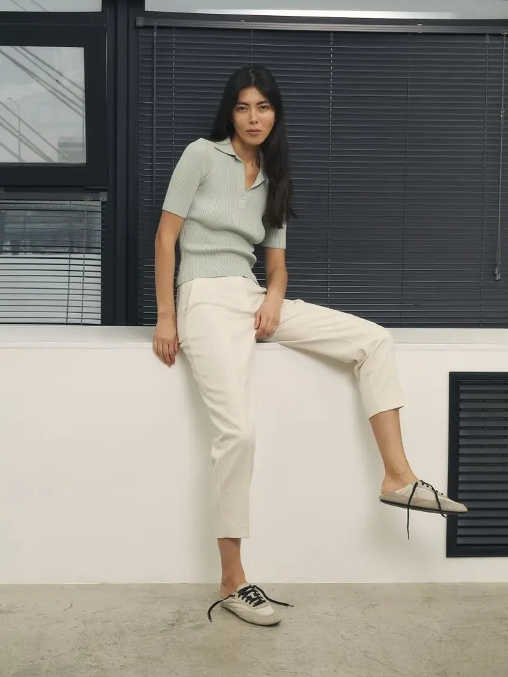 Брюки с застроченными стрелками, молочный