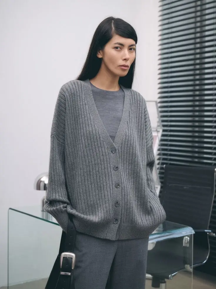 Кардиган с кашемиром, графитовый меланж