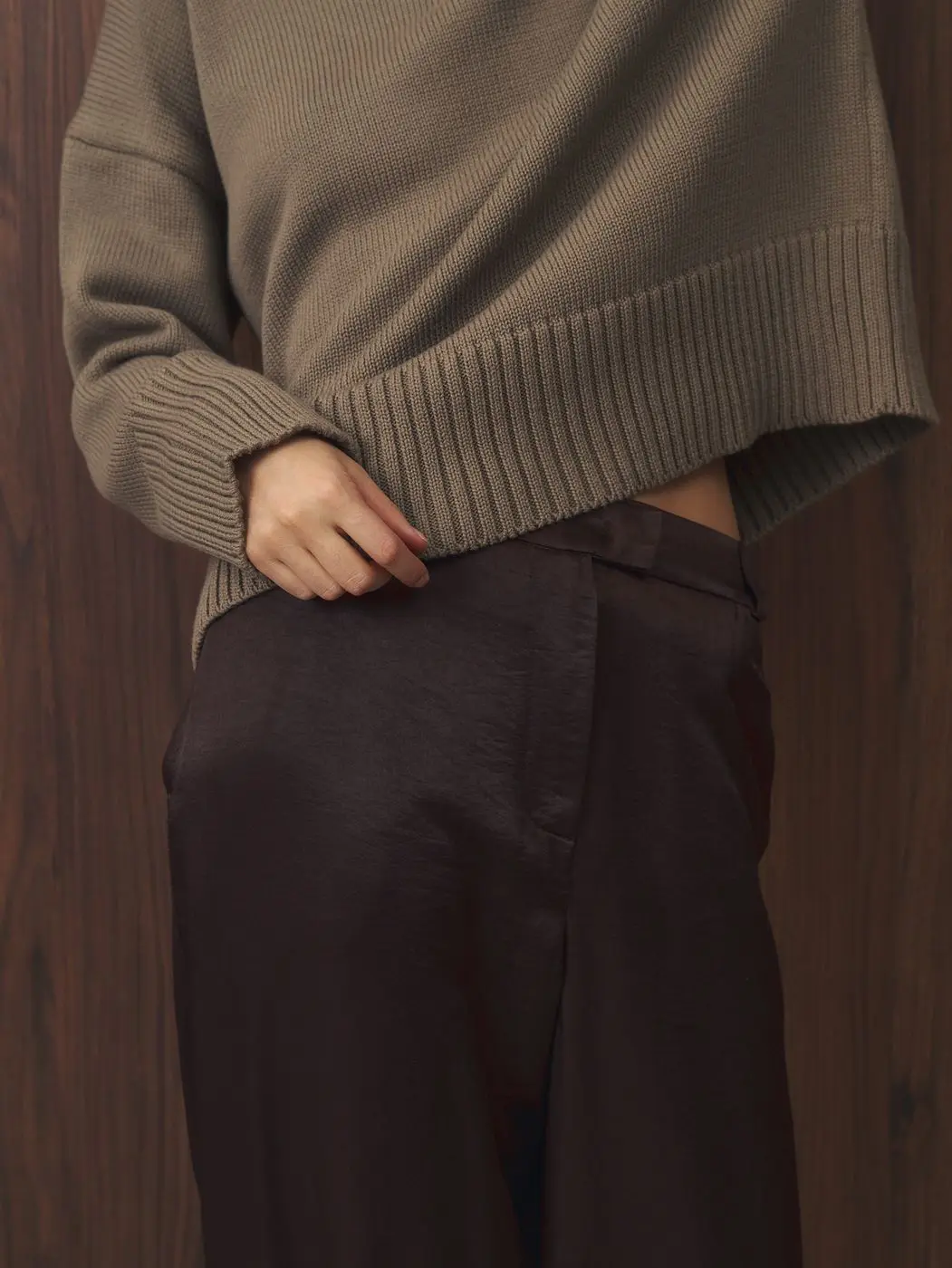 Брюки из вискозы свободного кроя, шоколадный