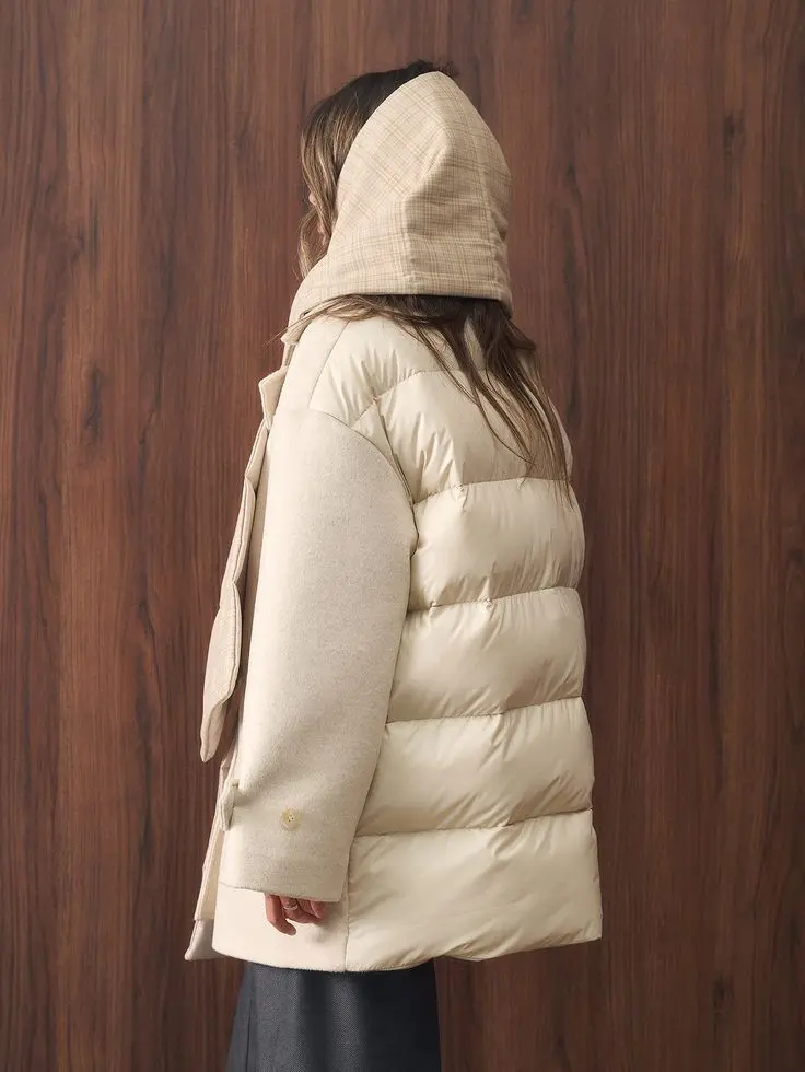 Куртка комбинированная утепленная, кремовый