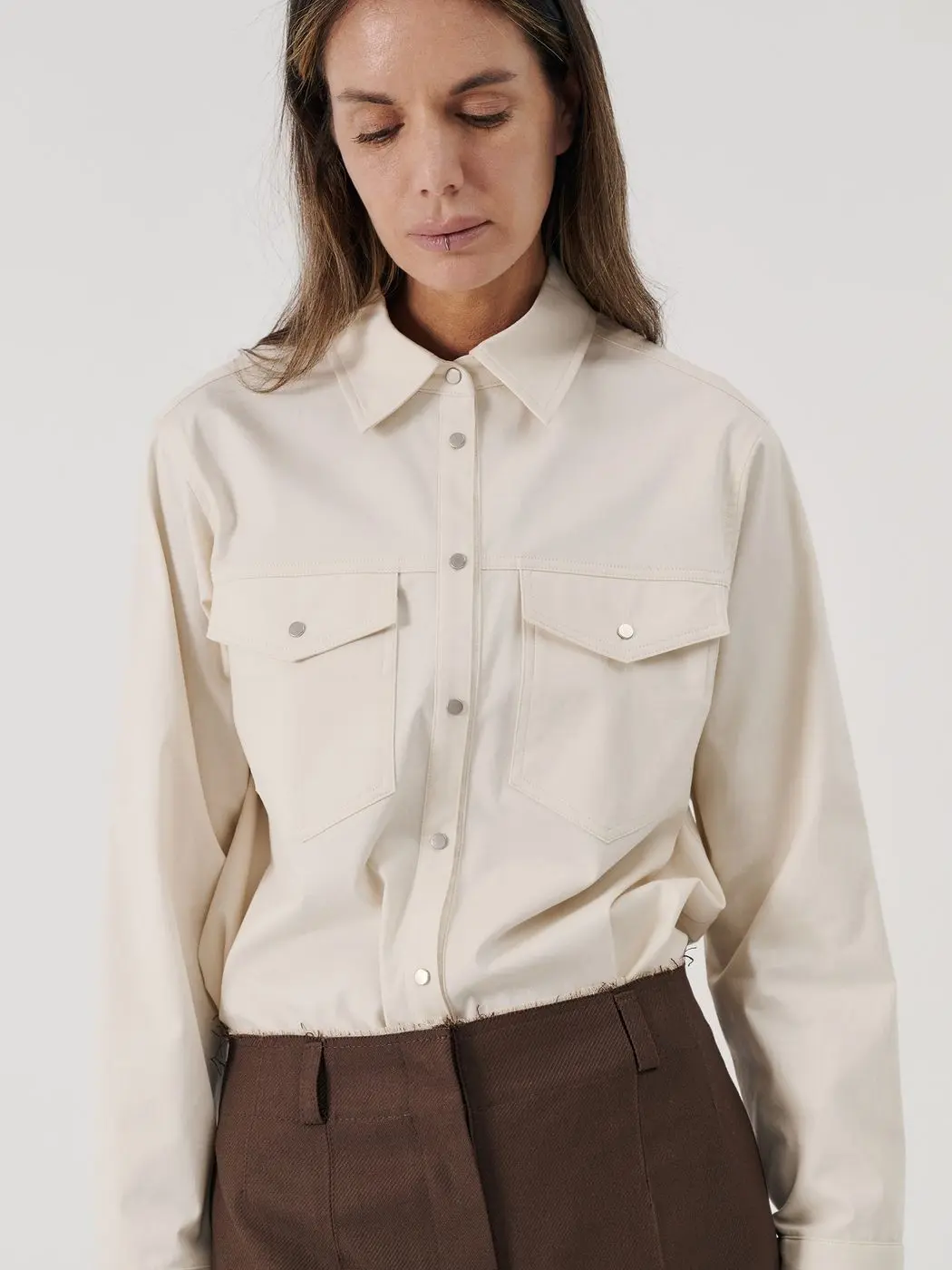 Рубашка на кнопках, кремовый