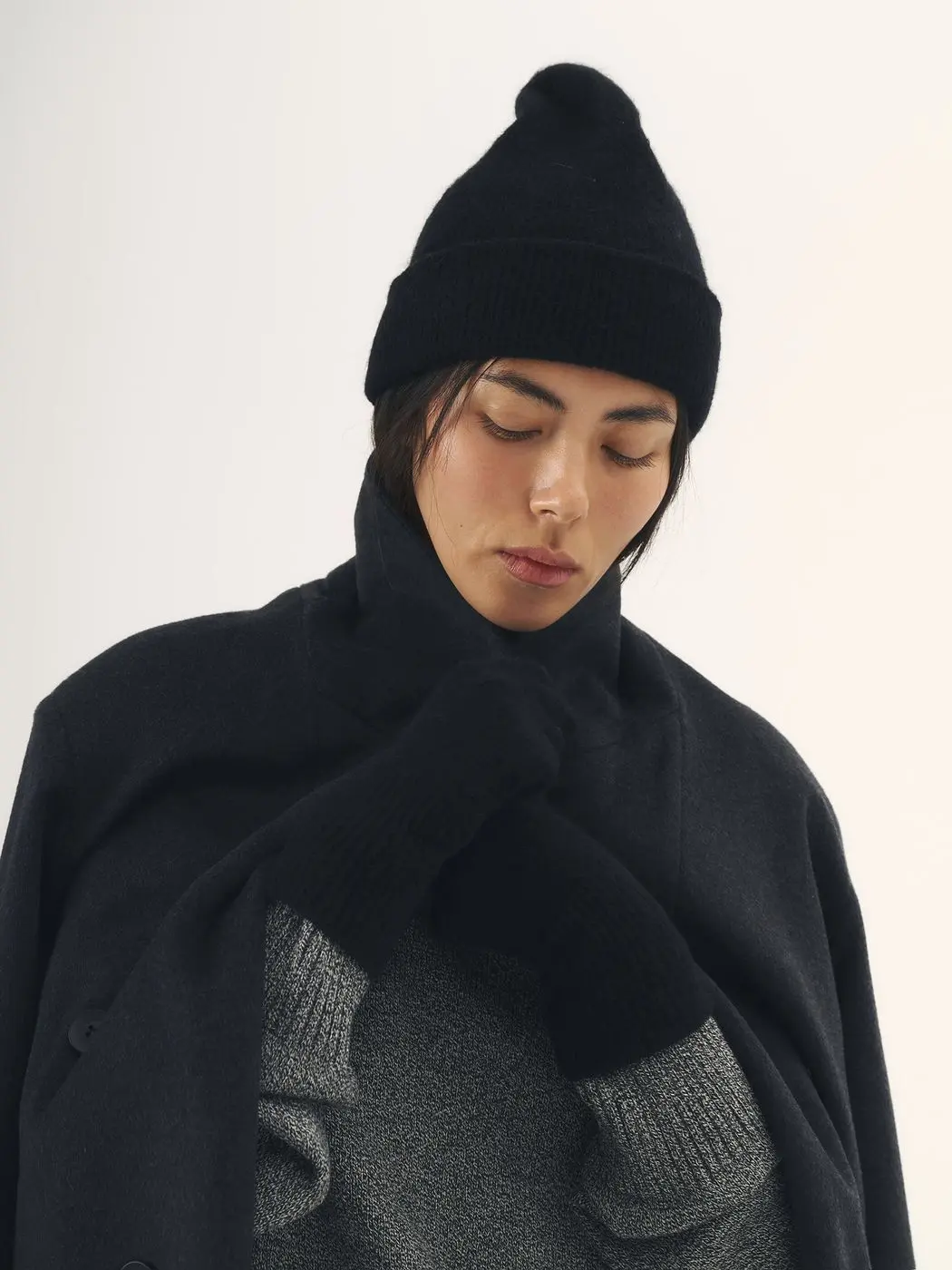 Пальто макси двубортное, графитовый