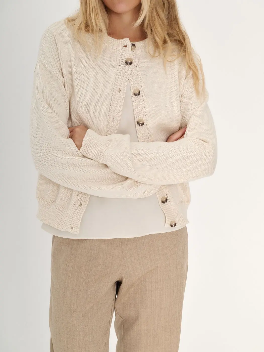Кардиган укороченный, светло-бежевый