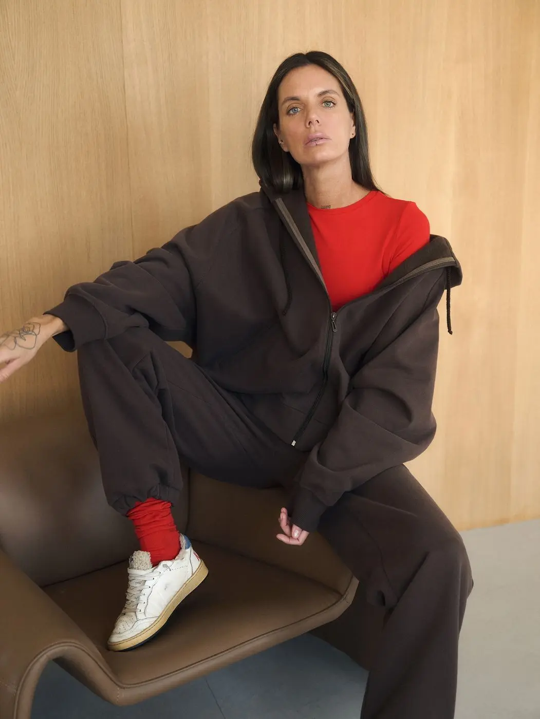 Костюм спортивный: худи на молнии+брюки, шоколадный