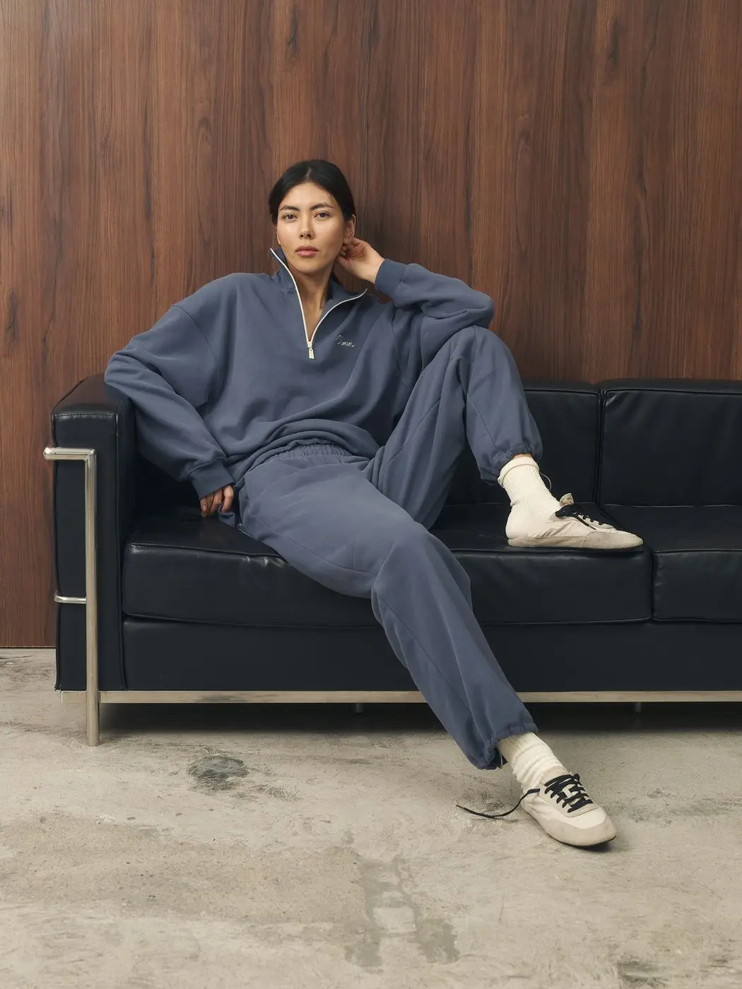 Костюм спортивный: свитшот на молнии+брюки, синий