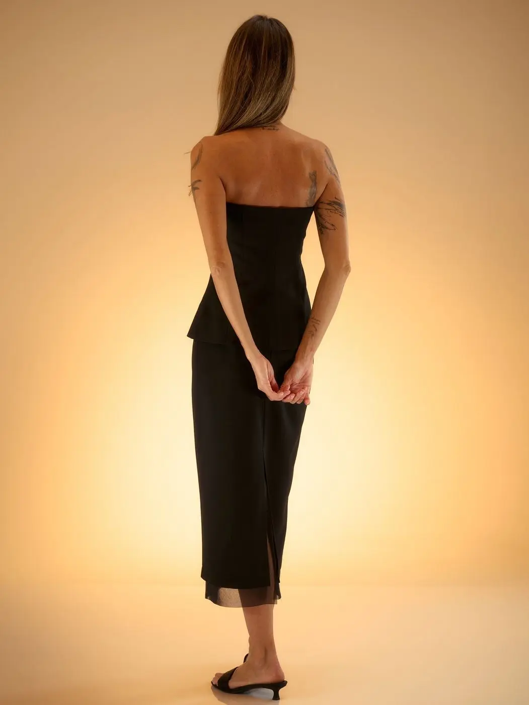 Юбка миди с органзой, черный