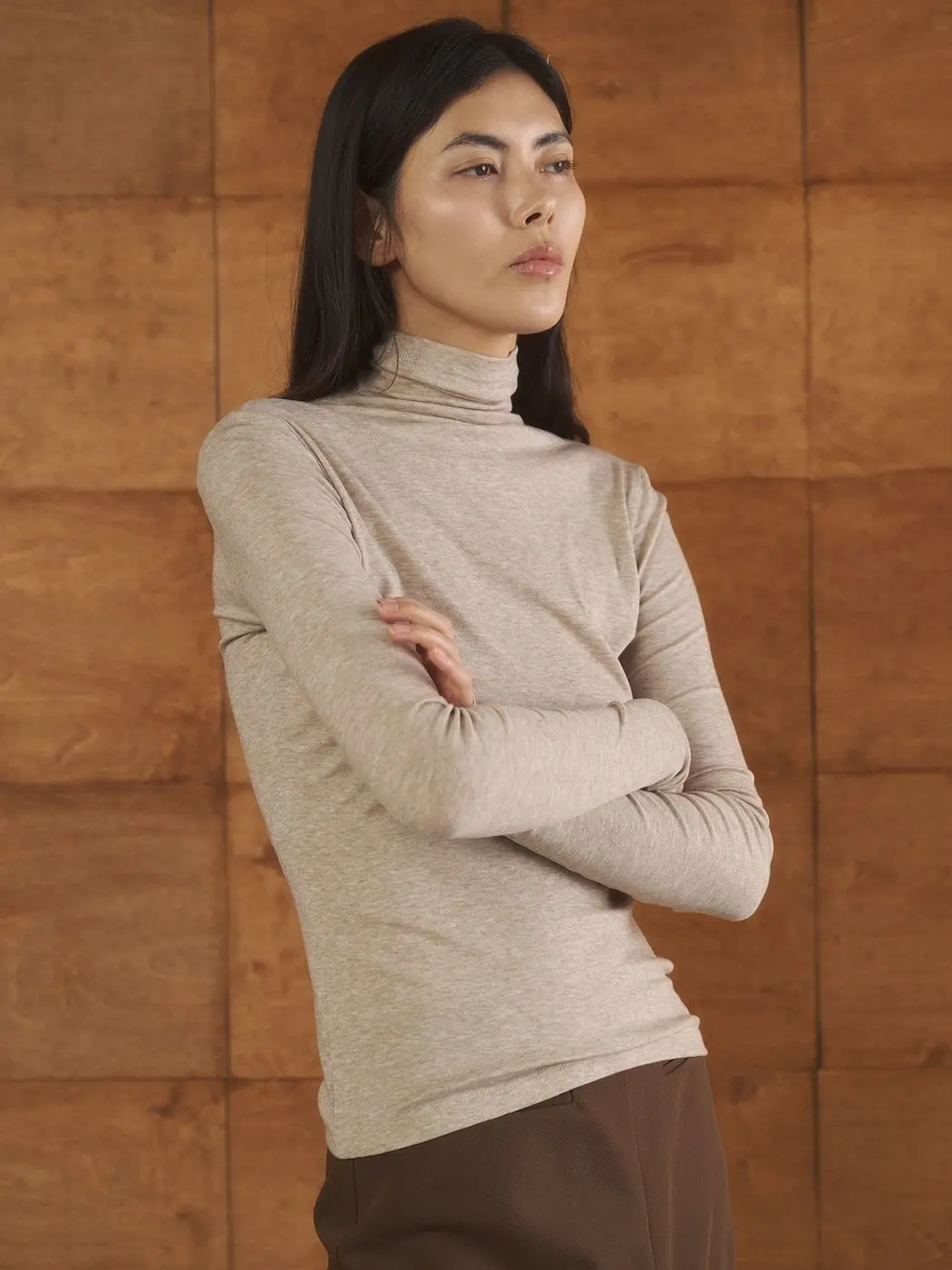 Водолазка с шерстью, бежевый меланж