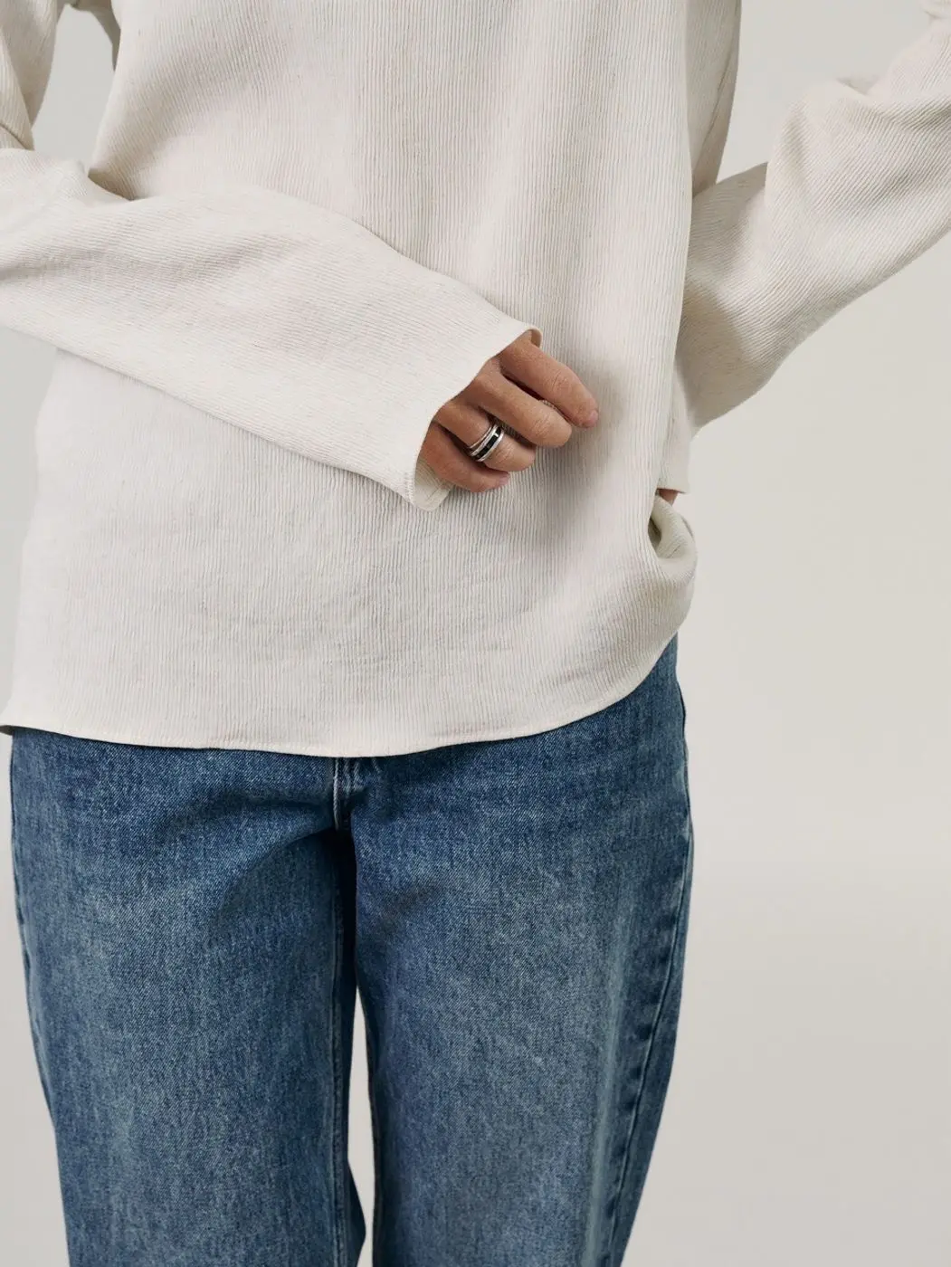 Блуза с пуговицами на воротнике, кремовый