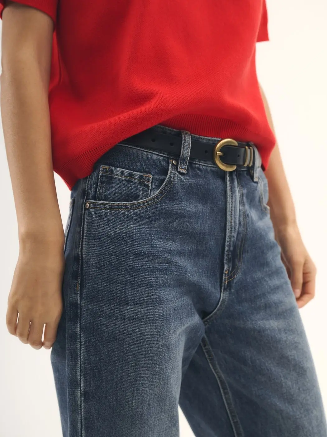 Ремень из гладкой кожи, черный