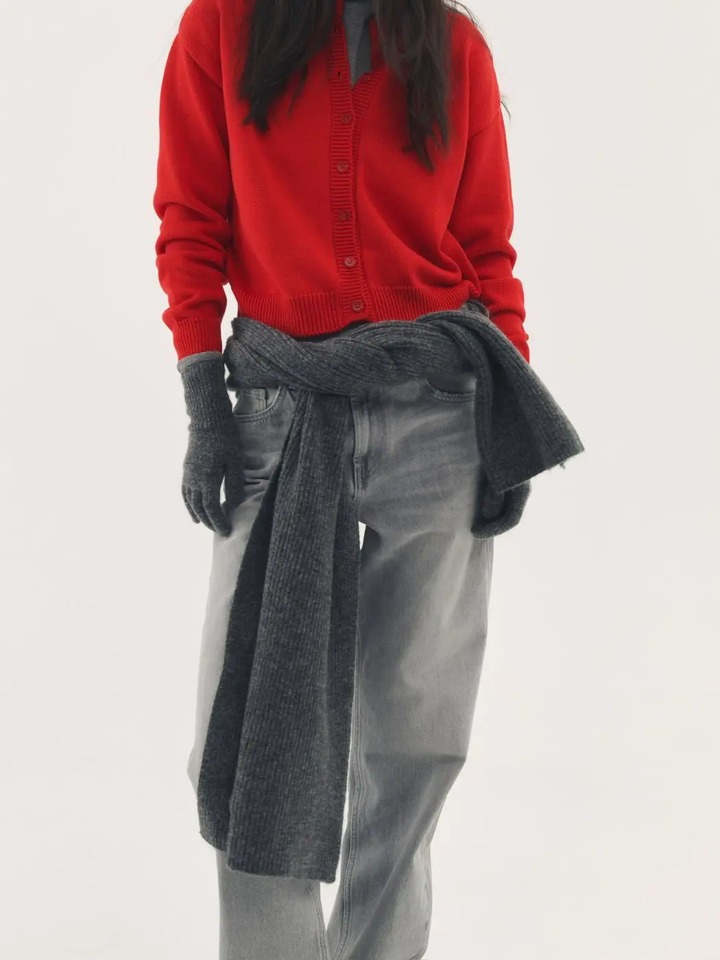 Кардиган укороченный, красный