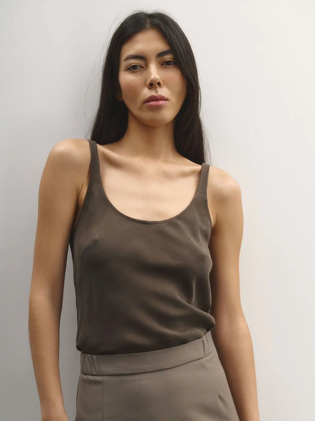 Топ полуприлегающего силуэта, шоколадный