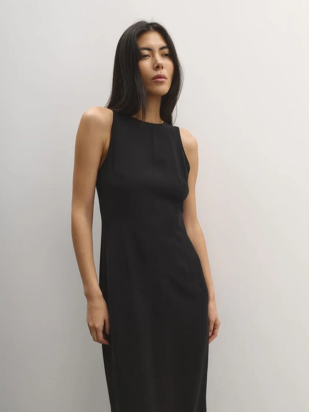 Платье миди с американской проймой, черный