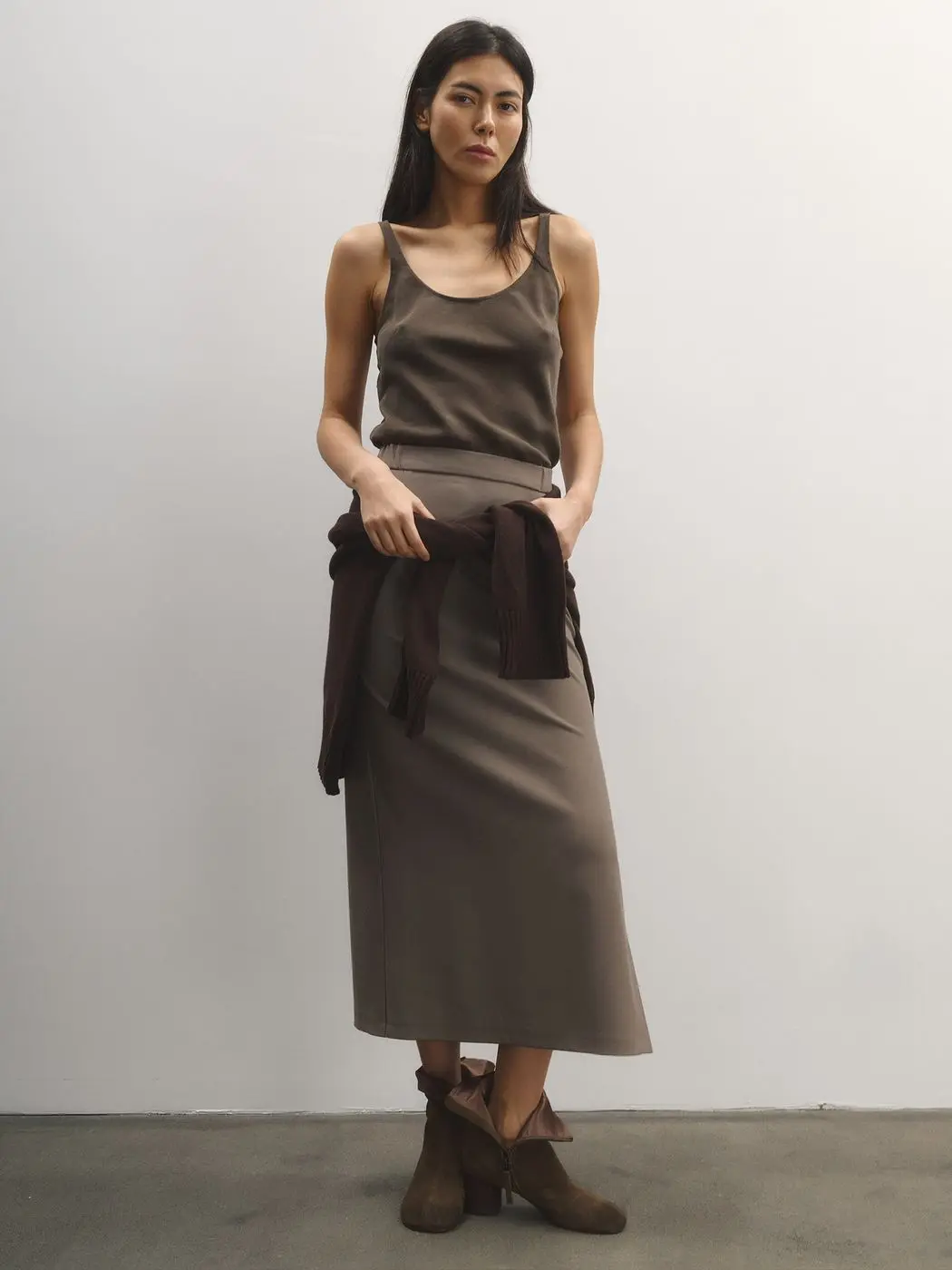 Топ полуприлегающего силуэта, шоколадный