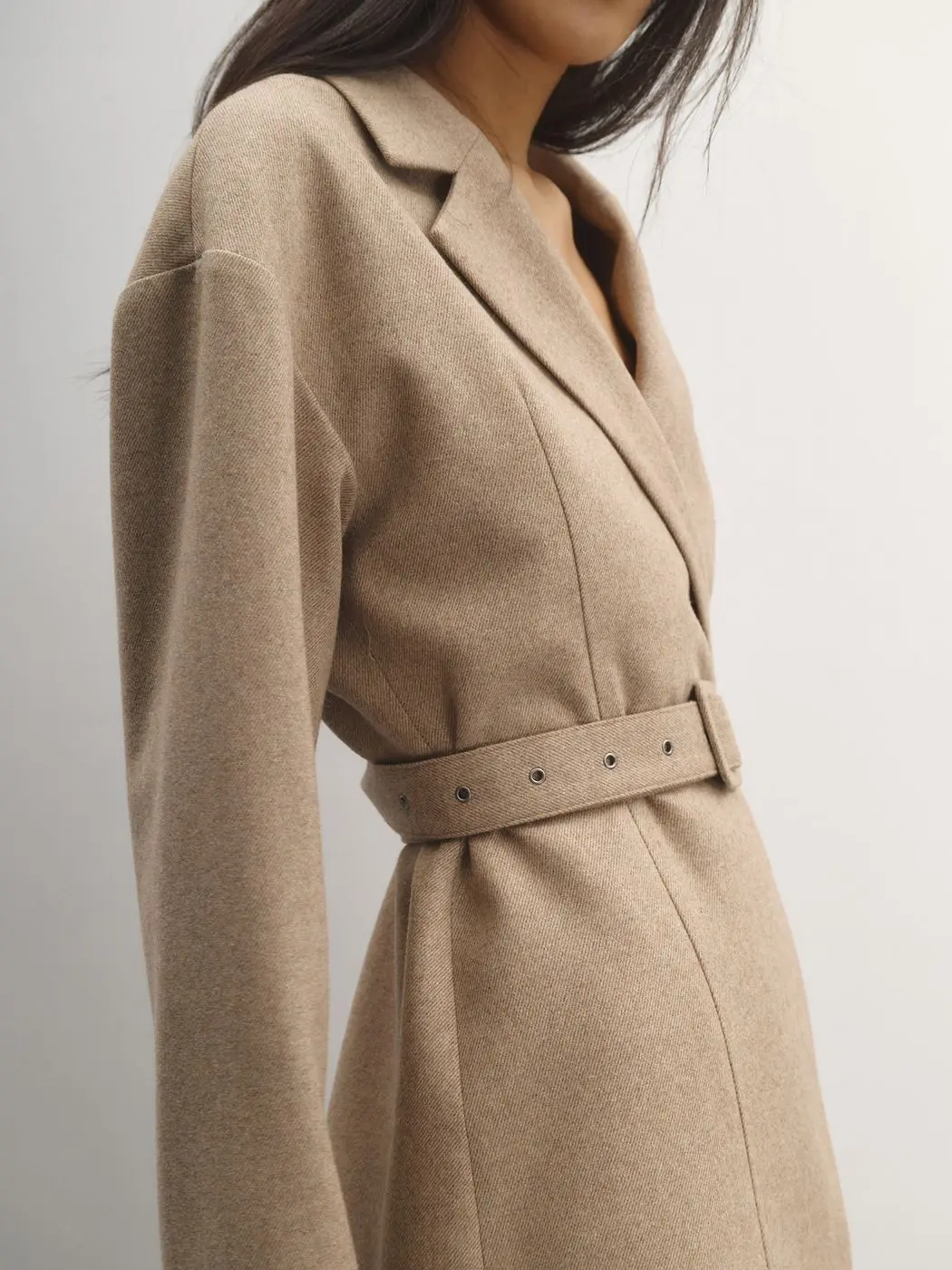 Жакет с поясом, бежевый