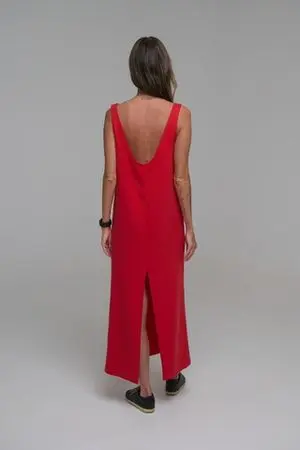 Платье макси с вырезом на спине, красный