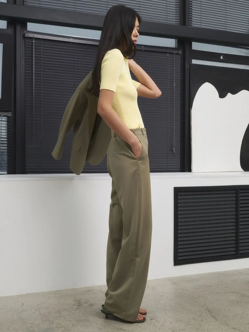 Брюки прямые, оливковый