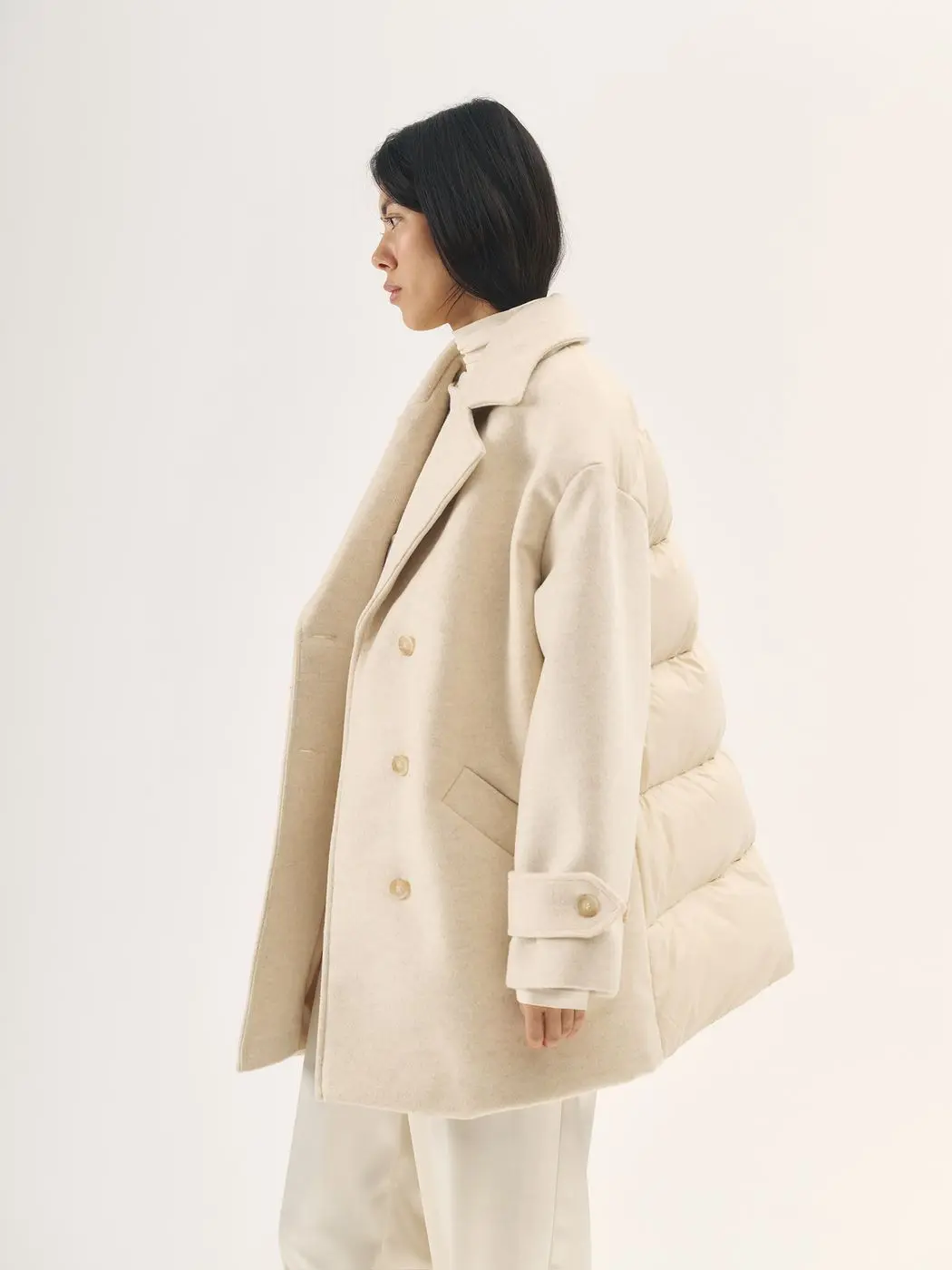 Куртка комбинированная утепленная, кремовый