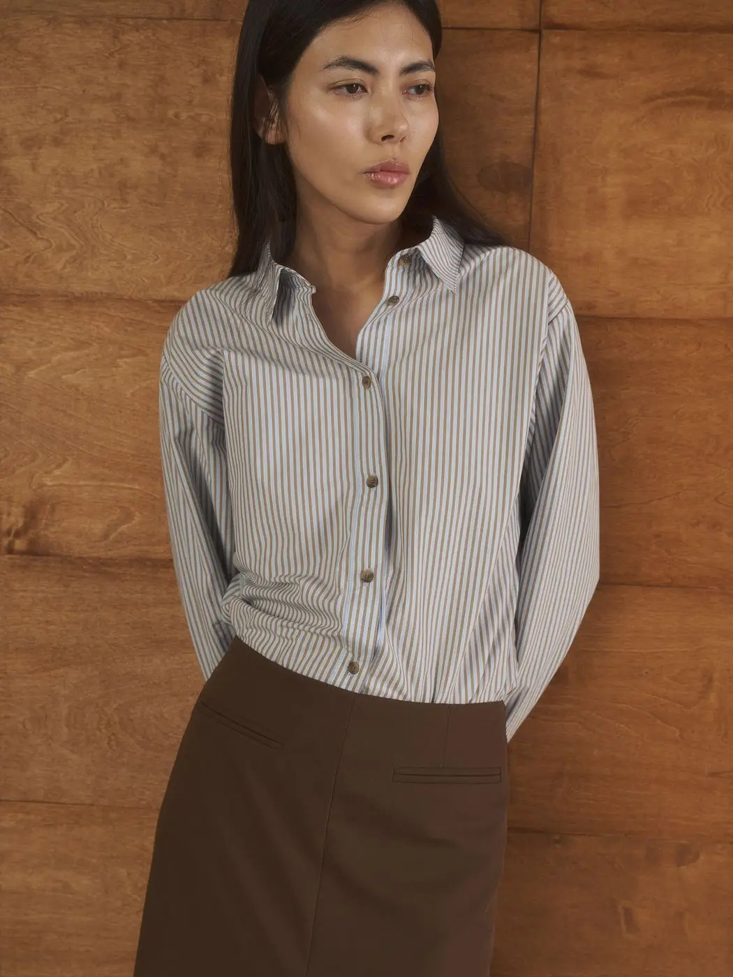 Рубашка в полоску классического кроя, голубой