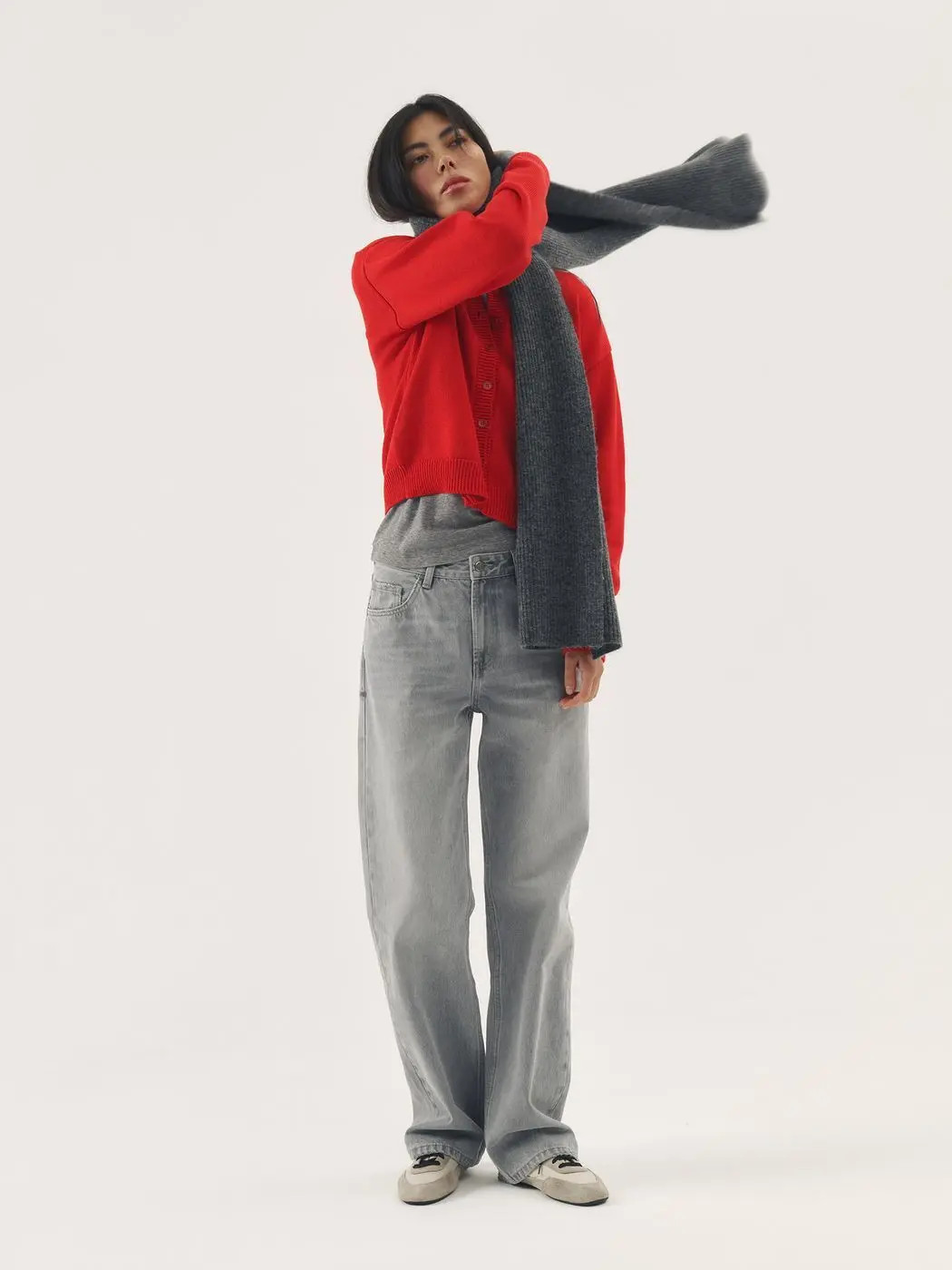 Шарф с мохером, графитовый