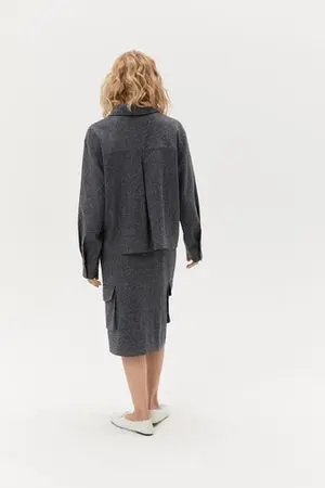Рубашка с накладными карманами (Working Girl), синяя меланж