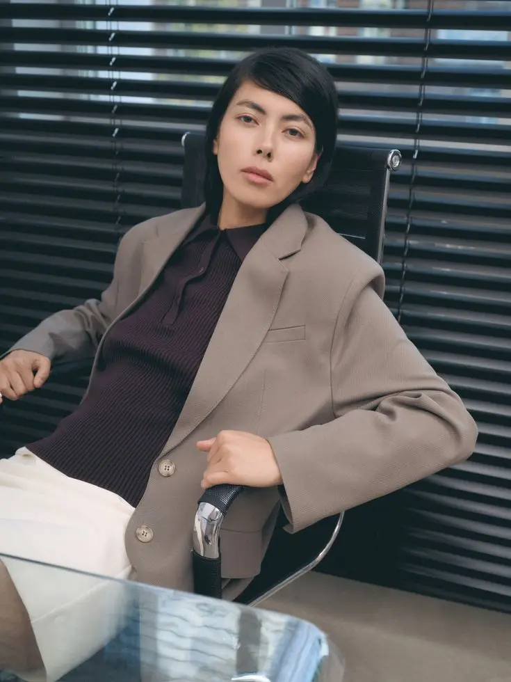 Жакет объемного кроя, хаки