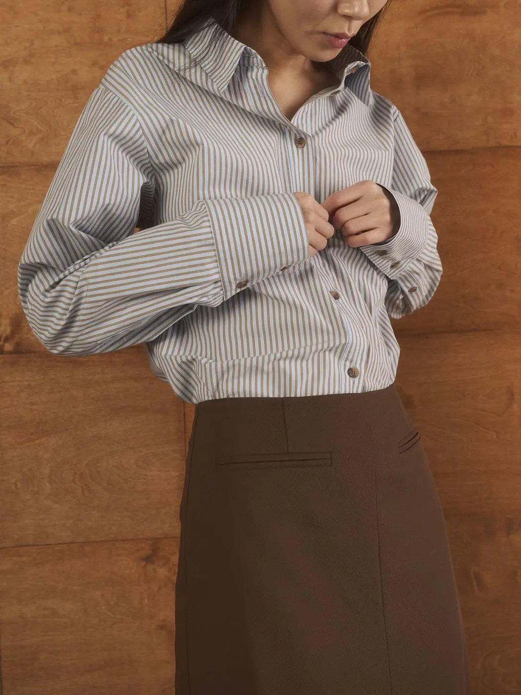 Рубашка в полоску классического кроя, голубой