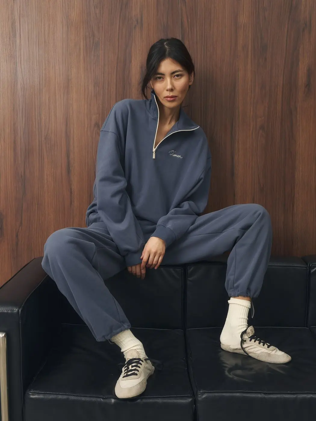 Костюм спортивный: свитшот на молнии+брюки, синий