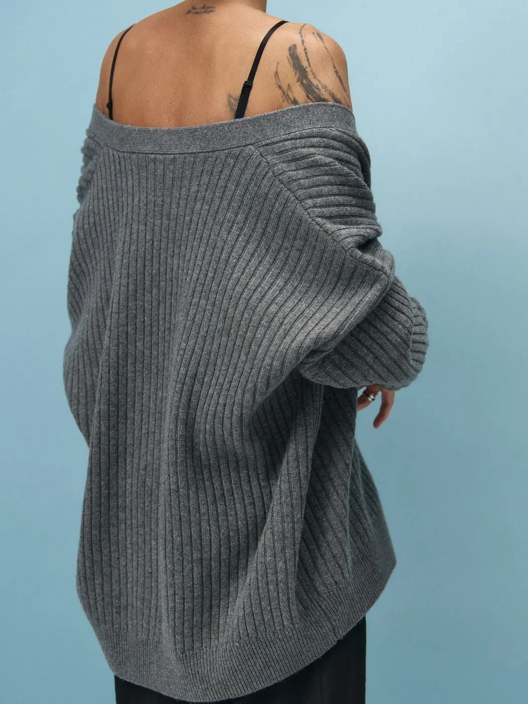 Кардиган с кашемиром, графитовый меланж