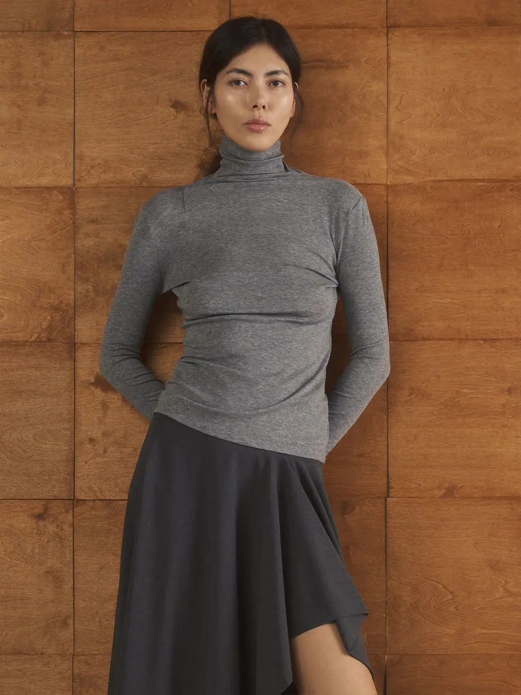 Водолазка с шерстью, серый меланж