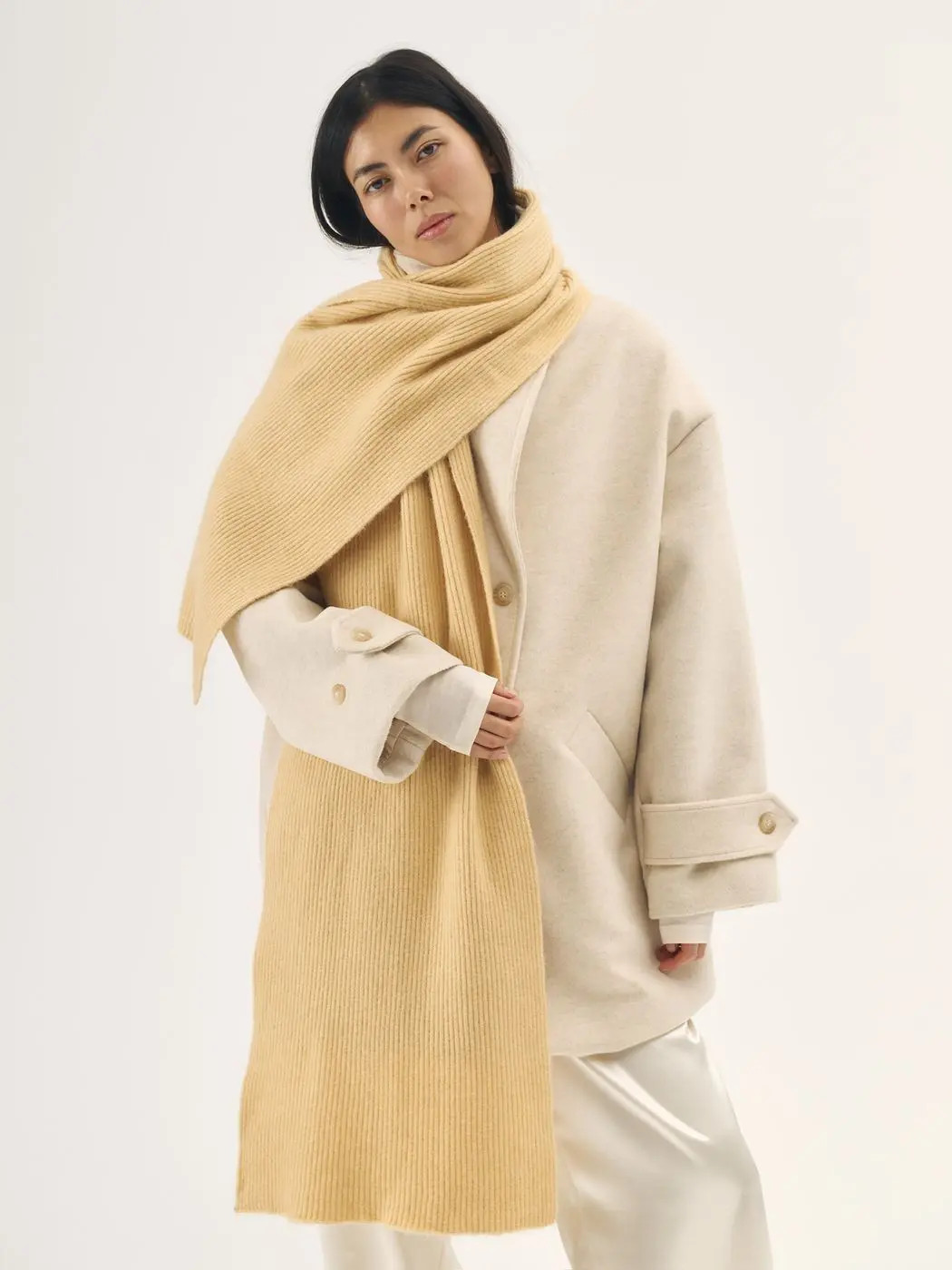 Шарф с мохером, желтый