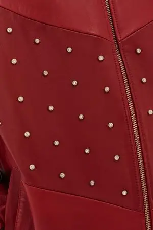 Кожаный бомбер (((Самая красивая куртка))), бордовая
