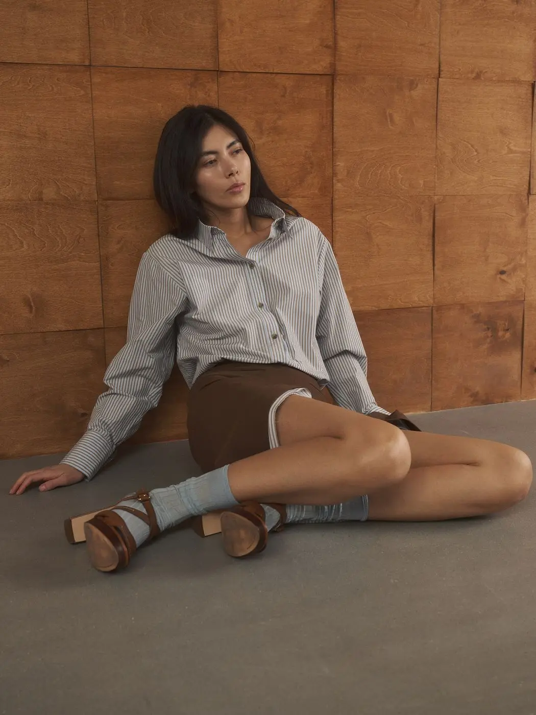 Рубашка в полоску классического кроя, голубой