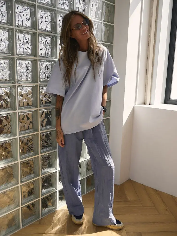 Брюки фактурные, синий