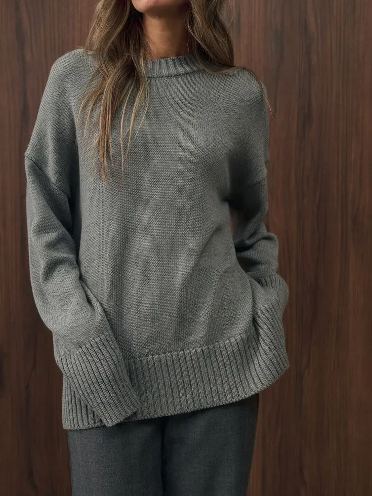 Джемпер объемный прямого кроя, серый